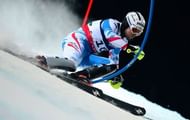 Romed Baumann competes in the slalom event of the men's super-combined in Schladming on February 11, 2013